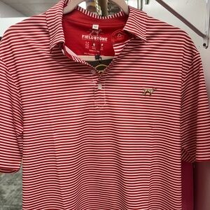 Red and White Striped Polo Shirt